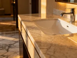 Bathroom and kitchen surface manufacturers using Breton quartz technology