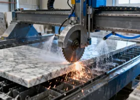 Breton CNC bridge saw for quartz slab cutting and fabrication